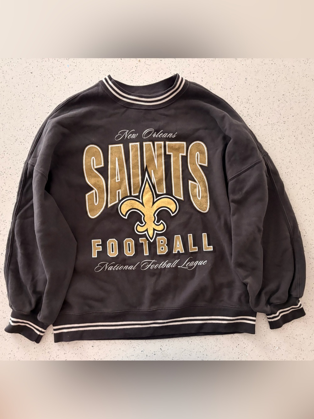 Abercrombie & Fitch Black Crewneck Sweater with Gold Team Graphic